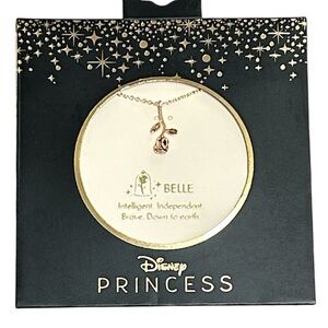 New Disney Belle Rose Gold Rose Tone Pendant Necklace